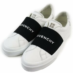 美品●GIVENCHY ジバンシィ BH005XH14X レザー エラスティックバンド ロゴ入り ローカットスニーカー ホワイト 42 イタリア製 メンズ