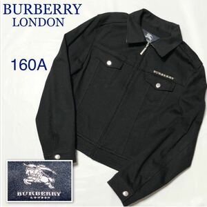 ■美品■BURBERRY LONDON バーバリーロンドン　刺繍ブランドロゴ　ジップアップジャケット　KIDS size160A 日本製　三陽商会　ブラック