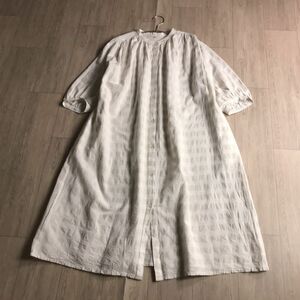 100円スタート□ SEASON REASON シーズンリーズン　バンドカラー　ガーゼ ワンピース　多少透け感