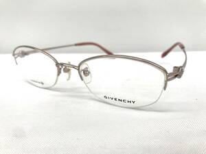 T-044 新品 眼鏡 メガネフレーム チタン GIVENCHY ジバンシー 日本製 16g 52□18-135 ハーフリム メンズ 男性 レディース 女性 シルバー