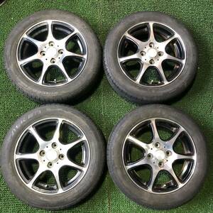 AE616-404 溝あり FALKEN 155/65R14 サマータイヤ 社外ホイール 14x4.5J +45 PCD100 ４穴 【4本set】ラパン タント等★1円スタート★