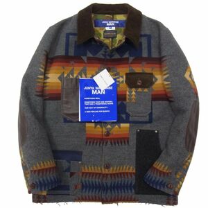 新品 定価17万円☆JUNYA WATANABE×PENDLETON ワークジャケット 2022FW ジャミロクワイ COMME des GARCONS メンズ パターンジャガード