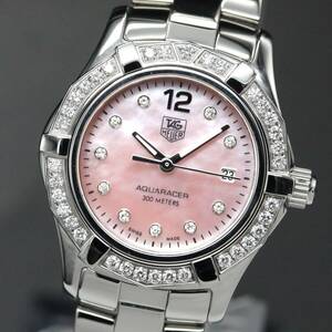 【美品】タグホイヤー　アクアレーサー　ダイヤモンド　シェル　WAF141B　腕時計　クォーツ　レディース　A04379