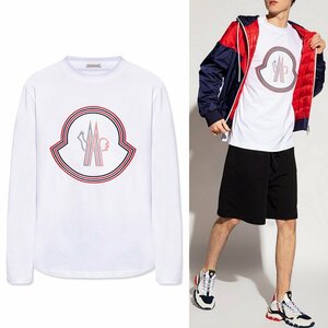 送料無料 27 MONCLER モンクレール 8D00005 8390T ホワイト クルーネック 長袖 Tシャツ カットソー size XL