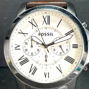 FOSSIL フォッシル FS4735 腕時計 クオーツ アナログ ステンレススチール レザーベルト クロノグラフ機能 新品電池交換済み 動作確認済み