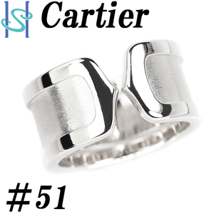 カルティエ C2 K18WG #51 オープンリング 梨地 マット ツヤ消し 地金のみ Cartier 送料無料 美品 中古 SH97383