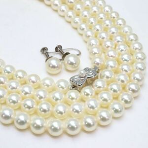 美品!!ソーティング付き!!＊TASAKI(田崎真珠)アコヤ本真珠ロングネックレス・K14WGイヤリング＊m 85.3g pearl jewelry necklace EH5/FB0