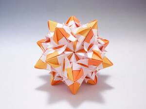 くす玉　30枚組　折り紙　ユニット　O-1　3色　オレンジ色　kusudama　origami　ハンドメイド