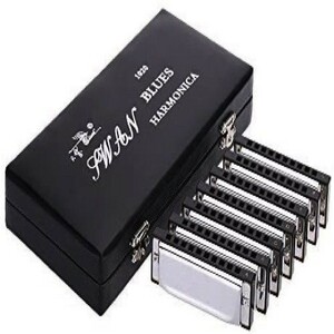 高品質 Swan Harmonica セット 7個 ブルースハープ ハーモニカ オルガン セット10穴 ボックス付き 音楽 教育 プレゼント