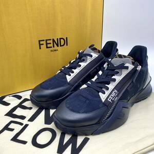 【未使用/限定色/現行品】FENDI フェンディ FLOW フロー アイコンスニーカー ズッカ柄 FFロゴ サイドジップ ネイビー ブラック メンズ 6