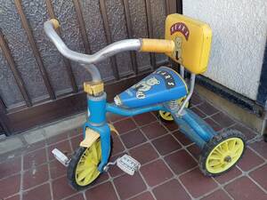 昭和レトロ　アンティーク　当時物 古い 日本製 BEARS 三輪車（青） キックバイク 乗り物 遊具 雑貨 （1） 前雨除けに欠けあり*0524