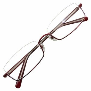 【匿名配送】 アンダーリム スクエア 眼鏡 メガネ フレーム 逆 ナイロール デモレンズ フレームのみ 12003 レッド