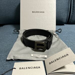 新品　BALENCIAGA バレンシアガ　Bロゴ　ブラック　レザー　ベルト　85 メンズベルト レザーベルト