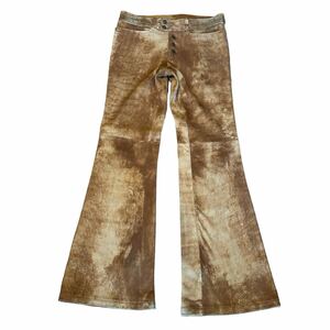 RARE 00s TORNADO MART Japanese Label Y2K fairy real leather long flare pants goa ifsixwasnine kmrii halb lgb 14th addiction