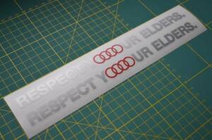 送料無料 Respect your elders body glass decals Sticker Audi アウディー ステッカー シール デカール2枚セット シルバー 254mm