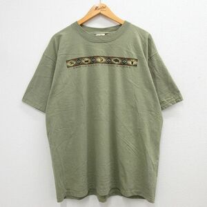 XL/古着 半袖 ビンテージ Tシャツ メンズ 00s グランドキャニオン ココペリ ホピ族 ネイティブ柄 ラグ柄 大きいサイズ クルーネック 薄