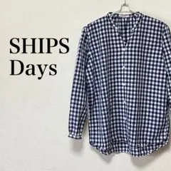 SHIPS Days STANDARD スキッパー チェックシャツ  ナチュラル