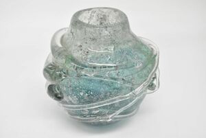 (778L 0419M14) 1円～ 置物 花器 花生 花瓶 花入 壷 オブジェ フラワーベース インテリア 工芸ガラス