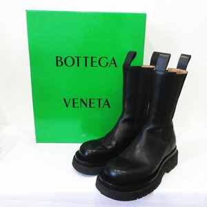 美品 BOTTEGA VENETA ボッテガヴェネタ レザー ラグブーツ チェルシーブーツ サイドゴアブーツ サイズ37 約23.5cm ブラック