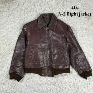 40s-50s Type A-2 leather flight jacket ジャケット レザージャケット ふらレザーフライトジャケット ブラウン 