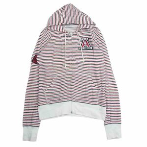 HYSTERIC GLAMOUR ヒステリックグラマー ロゴワッペン パイル地 ボーダー ジップアップ パーカー フーディー マルチカラー系 F【中古】