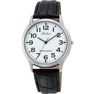 シチズン ファルコン 腕時計 日本製ムーブメント 革ベルト ホワイト/ブラック メンズ 紳士 Q998-304/8085/送料無料