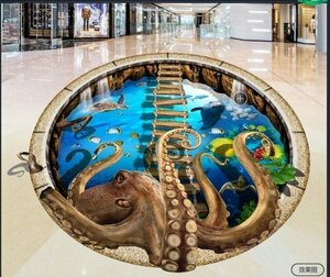 C374 巨大 3D フロアマット 5m*10m* 海 水族館 風景 景色 リフォーム リメイク 防音 断熱 滑り止めシート 床 壁 天井 はがせるシール