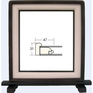 色紙額縁 木製フレーム 硯屏 4804 (8X9寸) コクタン/ベージュ