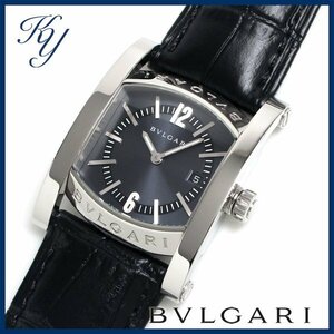 1円～ 3ヶ月保証付き 磨き済み 美品 本物 定番 人気 BVLGARI ブルガリ アショーマ AA39S 革ベルト ボーイズ メンズ レディース 時計