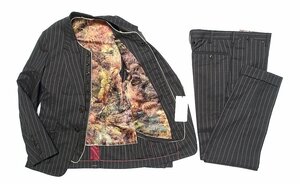 12AW 定価15万 新品未使用 Paul Smith COLLECTION ポールスミス ストライプ スリーピース スーツ セットアップ ウール シルク メンズ M