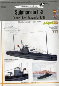 SALE!PAPEL３D　　1:300　Submarino C-3(Card Model)