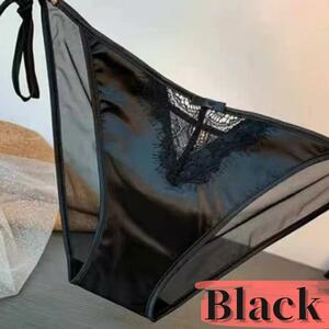 人気サテンフルバック ブラック 黒 フリーサイズ ショーツ セクシー