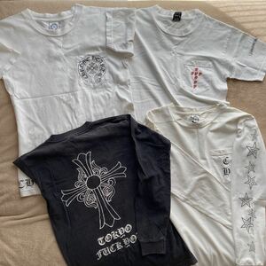 【難ありジャンク】クロムハーツ メンズ Tシャツ ロンT 半袖 CHROME HEARTS TOKYO CH カットソー ブラック ホワイト 表記サイズS