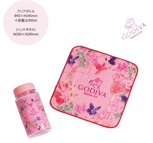 GODIVA ゴディバ 2022 バレンタイン クリアボトル ハンドタオル セット ピンク色 新品 非売品 ノベルティグッズ