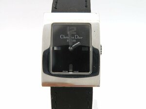 1円◆稼働◆ Dior D78-109 ブラック クオーツ レディース 腕時計 O152