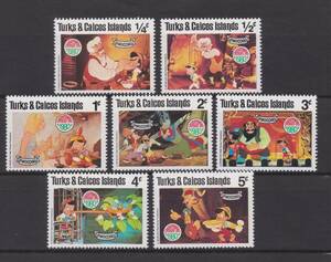 ディズニー　タークス・カイコス諸島　１９８０年「ピノキオ」　７種（未）