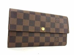 1円 ■美品■ LOUIS VUITTON ルイヴィトン N61734 ダミエ ポルトフォイユサラ 二つ折り 長財布 ウォレット ブラウン系 AY1625