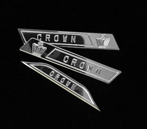 210 21　210系　21系　クラウン　CROWN 　Bピラー＆リアウインドウエンブレム　3枚セット　アルミ合金製超鏡面施工品　