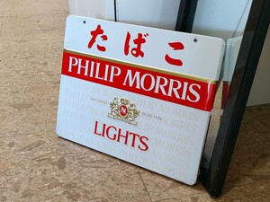 昭和レトロ　たばこ　広告　看板　両面　PHILIP MORRIS / フィリップ モリス　LARK / ラーク　販促　35×27cm　コレクション　インテリア