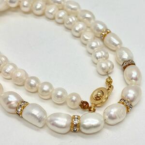 「淡水パールネックレスおまとめ」m約37.2g 約6.5-8mmパール pearl necklace accessory jewelry silver CE0/DA0