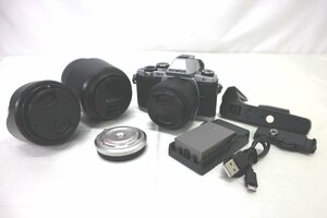 ＜中古品＞※カビあり オリンパス ミラーレス一眼デジカメ OM-D E-M10 レンズ4本・グリップ・社外品充電器付き（12523100315720DJ）