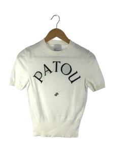 PATOU◆ジャカードニットロゴTシャツ/S/コットン/WHT/KN0688045001W