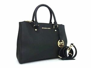 1円 ■美品■ MICHAEL KORS マイケルコース レザー 2WAY ハンドバッグ ショルダーバッグ トート 肩掛け レディース ブラック系 FA6294