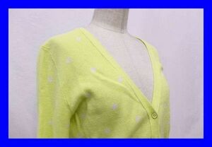 ■美品 ギャップ ＧＡＰ カーディガン セーター ニット 長袖 Ｓサイズ 黄色 イエロー 白 水玉 ドット 服F3837