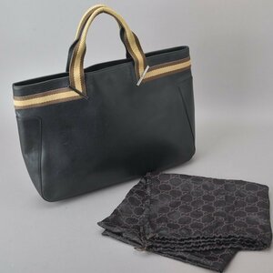 GUCCI グッチ ウェビングライン トートバッグ ハンドバッグ 本革 レザー ブラック 002・1134 シェリーライン 軽量 A4 鞄 Mk.e/a.b