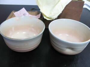 未使用　【茶道具】紫雲 造　萩焼　茶碗2点セット　共箱　