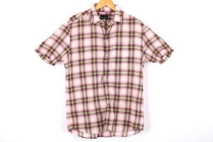 ティーケーミクスパイス TK MIXPICE タケオキクチ チェック柄半袖シャツ メンズ 3サイズ ピンク×ホワイト コットン トップス 胸ポケット