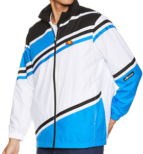 新品 ellesse エレッセ テニスウェア チームウィンドアップジャケット メンズ S 定価14,300円 ホワイト ブルー ETS58300 防風