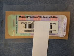 Windows 98 Second Edition SE プロダクトキーシール