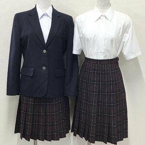 O526/T(中古)栃木県 宇都宮市立城山中学校 女子制服5点 /155A/S/M/W60/ブレザー/ブラウス/夏冬スカート/KANKO/チェック柄/高校/卒業生品/